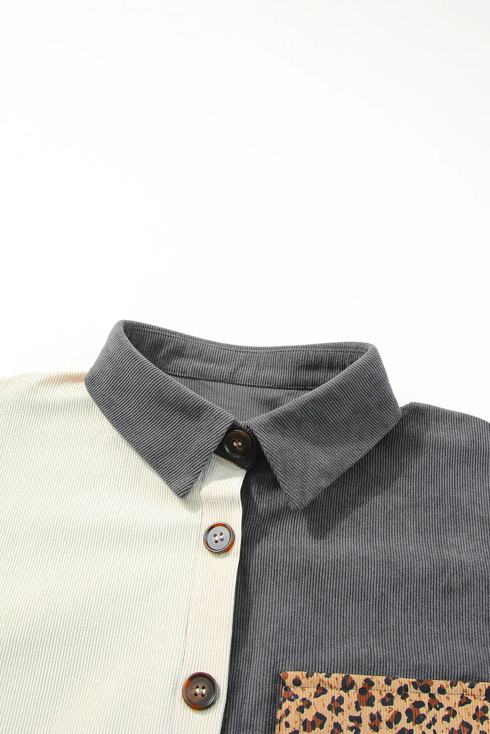 🔥 Gray Leopard Patchwork Casual Corduroy Shirt Jacket: For When You Want to Look Fierce with Minimal Effort 🔥