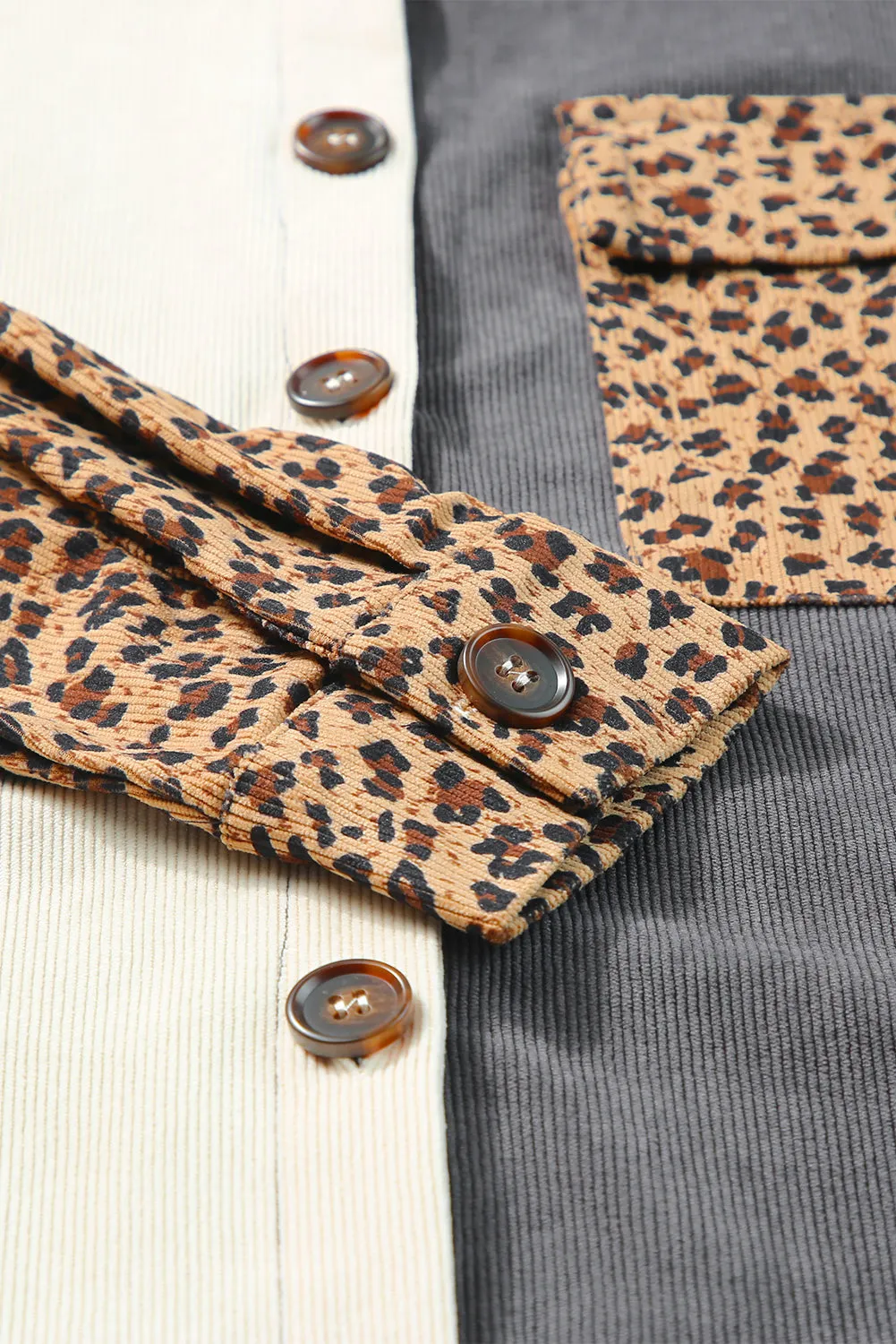🔥 Gray Leopard Patchwork Casual Corduroy Shirt Jacket: For When You Want to Look Fierce with Minimal Effort 🔥