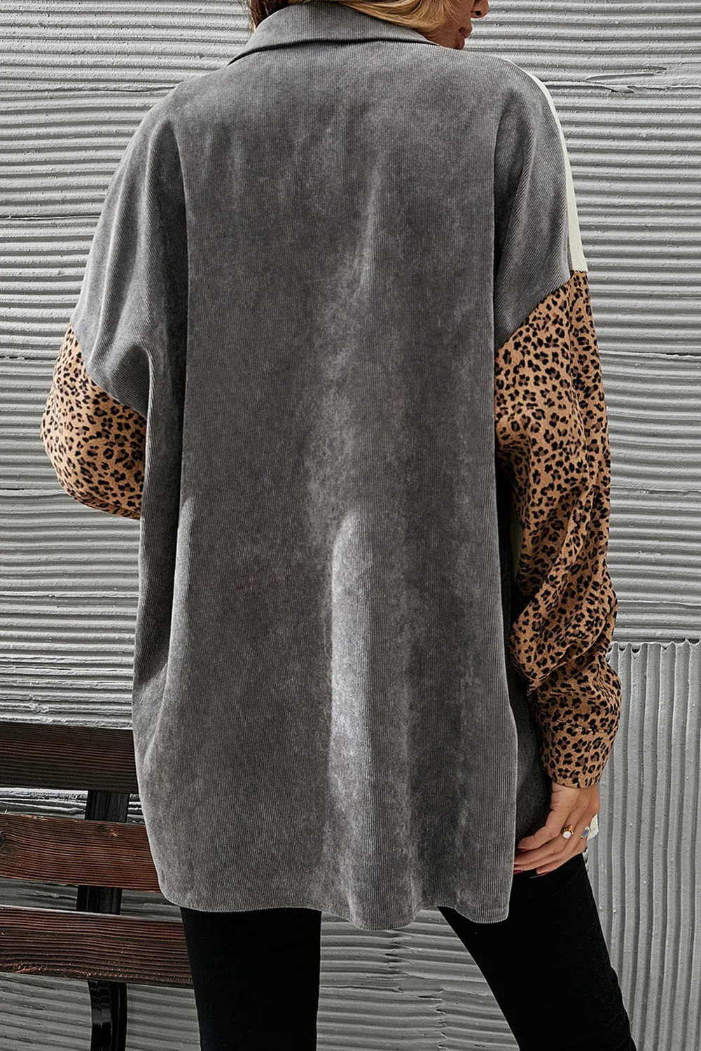 🔥 Gray Leopard Patchwork Casual Corduroy Shirt Jacket: For When You Want to Look Fierce with Minimal Effort 🔥