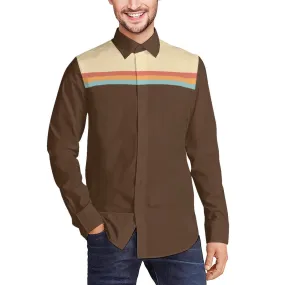 70s Style Shirt, Color Block Shirt, Vintage 70s Shirt style, 70s Clothing Men, Retro Shirt Men, Brown Shirt Men, Stripe Shirt, Hippie Shirt