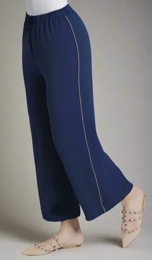 Abiyya Dressy Wide Leg Pants - Blue/Cafe