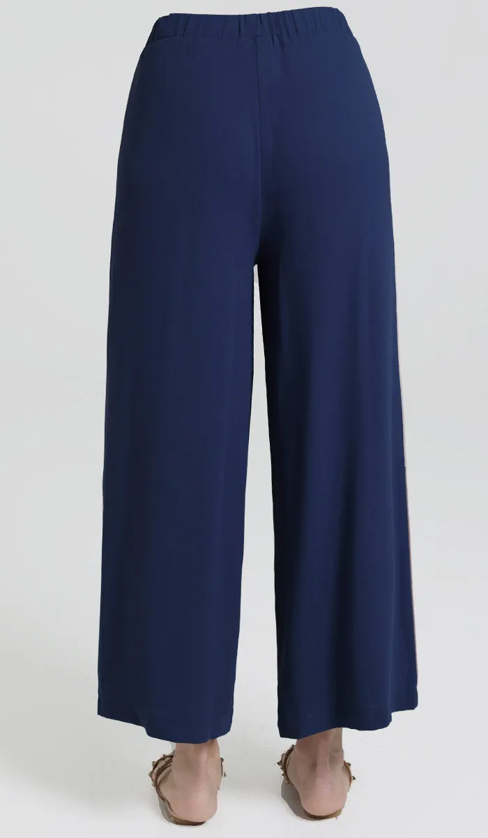 Abiyya Dressy Wide Leg Pants - Blue/Cafe