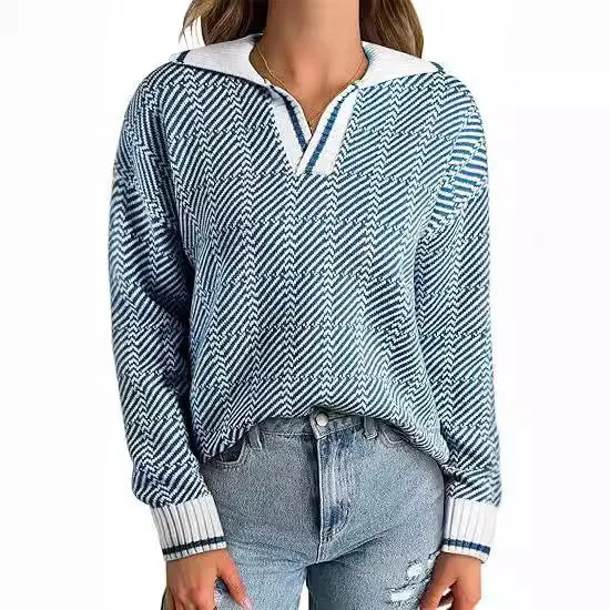 Advbridge fall outfits women 2024 Autumn and Winter Knitted Pullover Lapel Women's Clothing New Hot Selling TK Hot Selling Retro Pattern