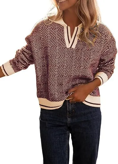 Advbridge fall outfits women 2024 Autumn and Winter Knitted Pullover Lapel Women's Clothing New Hot Selling TK Hot Selling Retro Pattern
