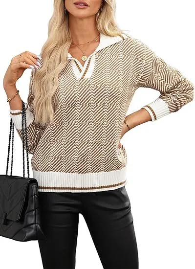 Advbridge fall outfits women 2024 Autumn and Winter Knitted Pullover Lapel Women's Clothing New Hot Selling TK Hot Selling Retro Pattern