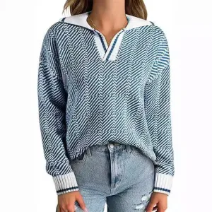 Advbridge fall outfits women 2024 Autumn and Winter Knitted Pullover Lapel Women's Clothing New Hot Selling TK Hot Selling Retro Pattern