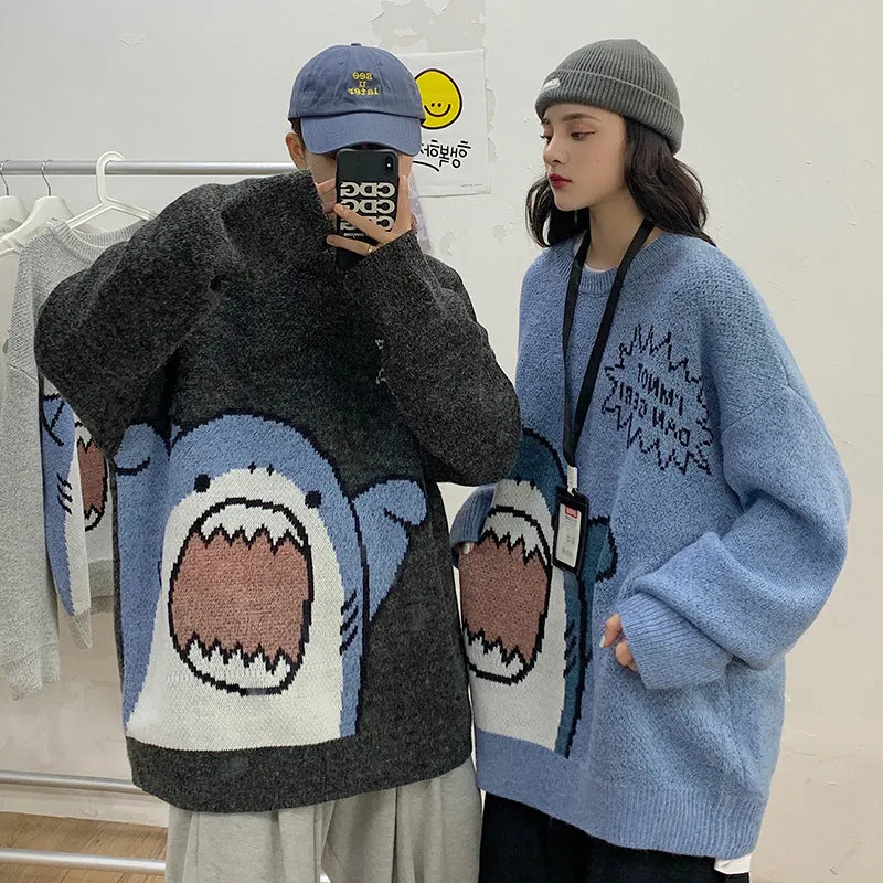 Advbridge sweater French Style Couple Clothes Niche Design Sense Autumn Clothes Cartoon Cute Pullover Women's Loose Autumn and Winter Outer Wear