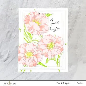 Altenew - Queen Anemone Stamp & Die & Coloring Stencil Bundle