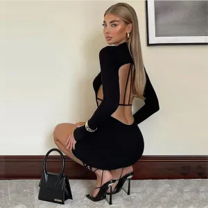 Amozae dress to impress codes 2024 Spring New Women's Clothing Fashion Sexy Nightclub Waist-Exposed Back Hip-Wrapped Dress