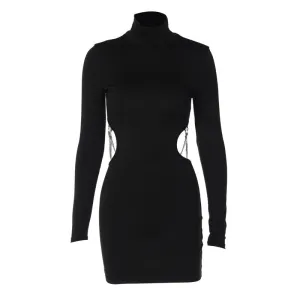 Amozae dress to impress codes New Pure Desire Style Hot Girl Backless Hollow-out Chain Splicing Versatile Long Sleeve Slim-Fit Sheath Dress