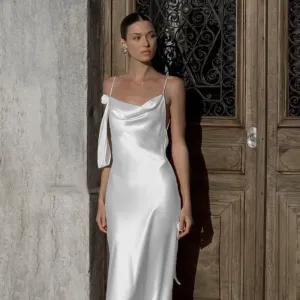 Amozae dresses Summer 2024 New Elegant Slim Dress Style Satin Pocket Collar Backless Hot Girl Dress