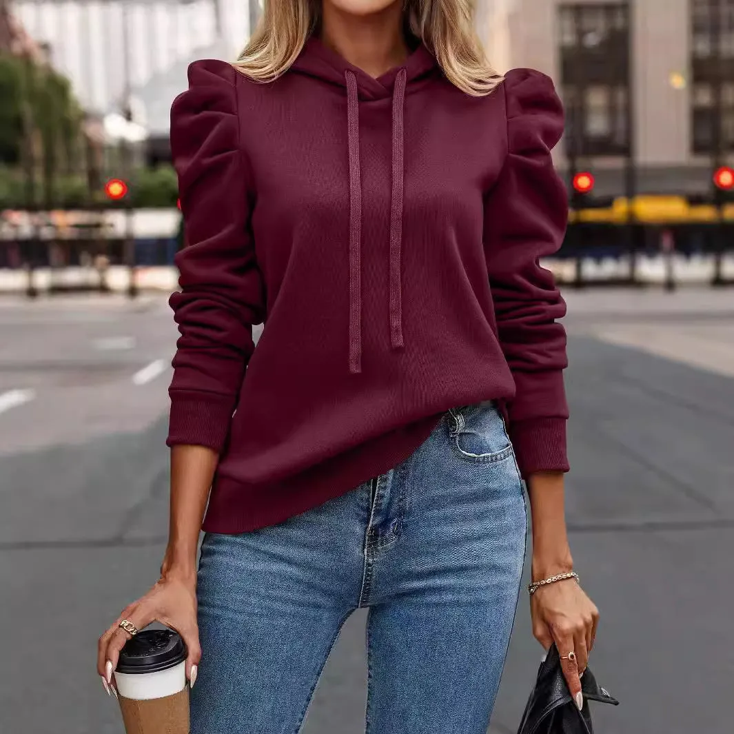 Amozae fall outfits women 2024 Spring, Autumn and Winter New Lapel Hooded Solid Color Long-Sleeved Casual Women's Top Sweater