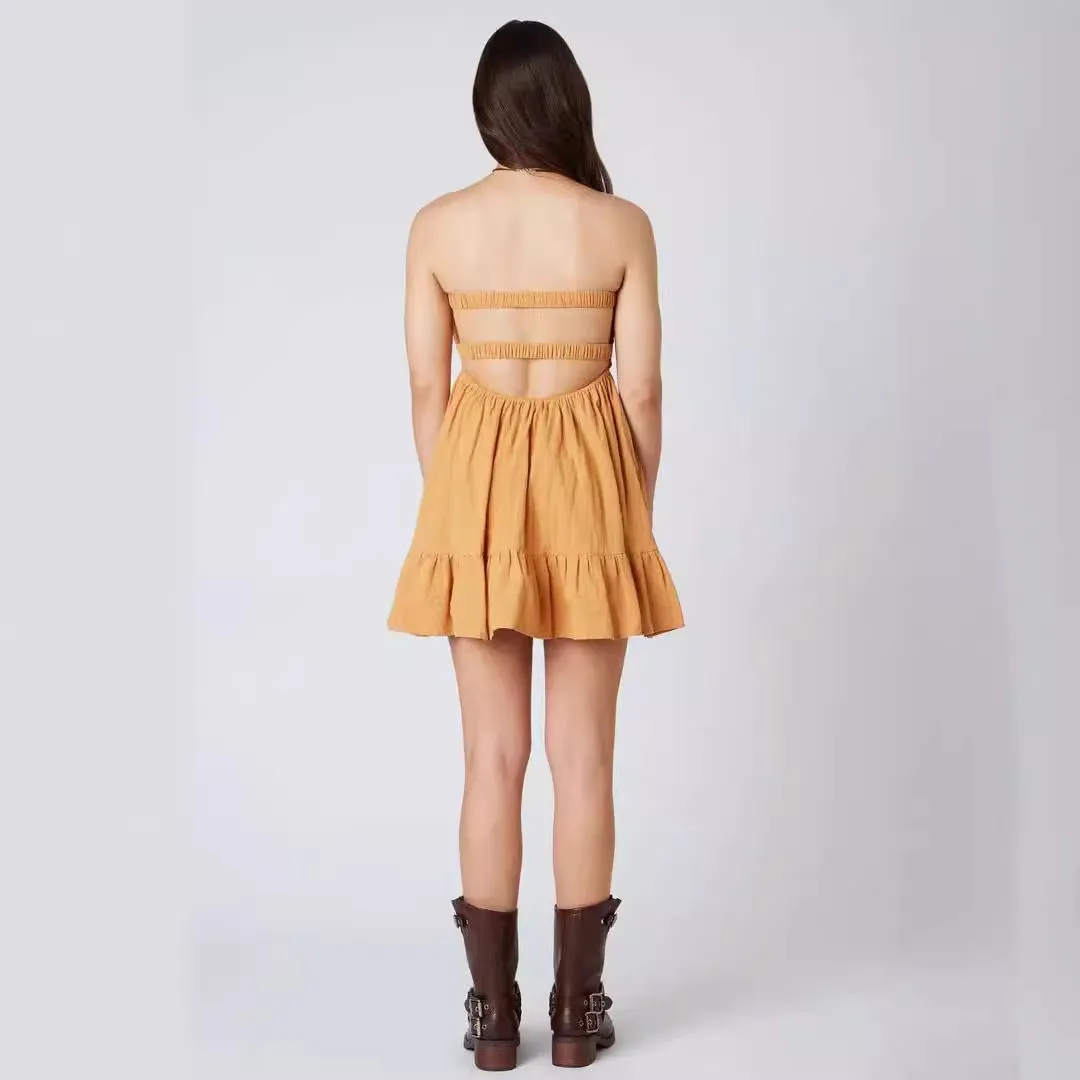 Amozae hoco dresses 2024 Women's Summer New Cross Tube Top A- line Sexy Dress