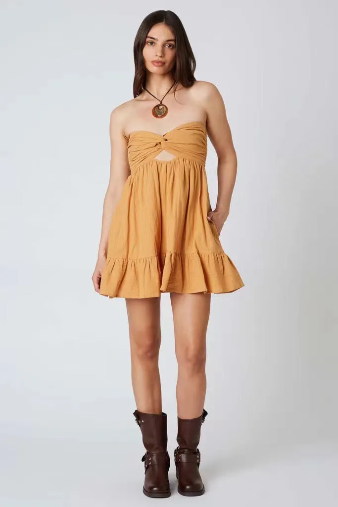 Amozae hoco dresses 2024 Women's Summer New Cross Tube Top A- line Sexy Dress