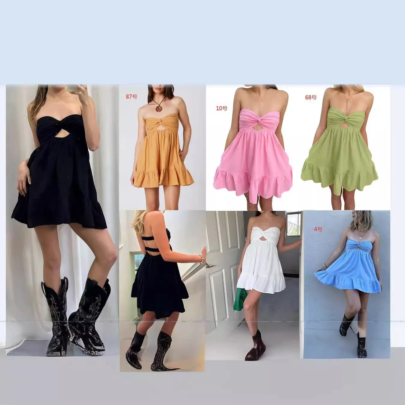 Amozae hoco dresses 2024 Women's Summer New Cross Tube Top A- line Sexy Dress