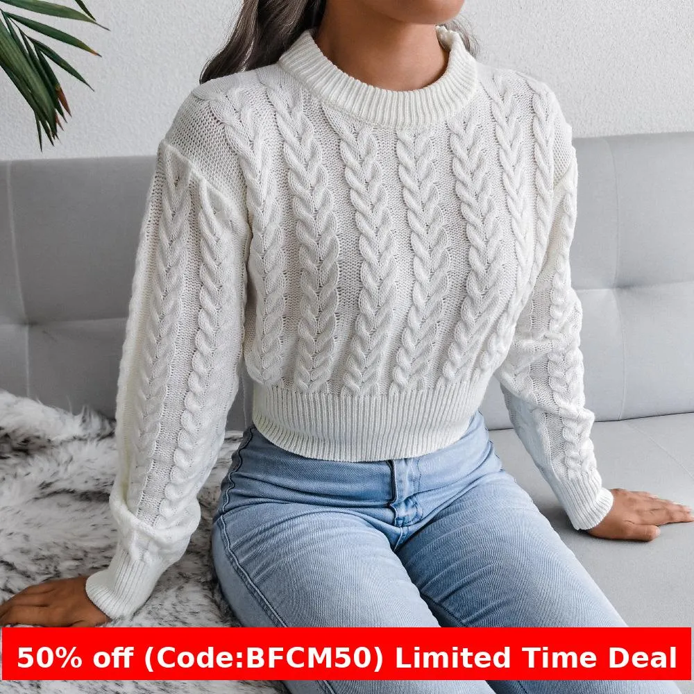 Amozae winter outfits men 2024 Autumn and Winter Twist Waist Knitted Navel Sweater Women's Clothing
