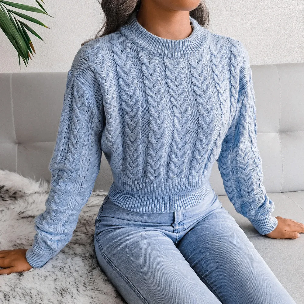 Amozae winter outfits men 2024 Autumn and Winter Twist Waist Knitted Navel Sweater Women's Clothing