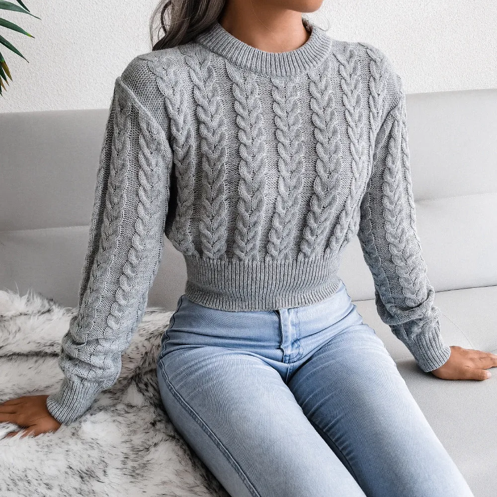 Amozae winter outfits men 2024 Autumn and Winter Twist Waist Knitted Navel Sweater Women's Clothing