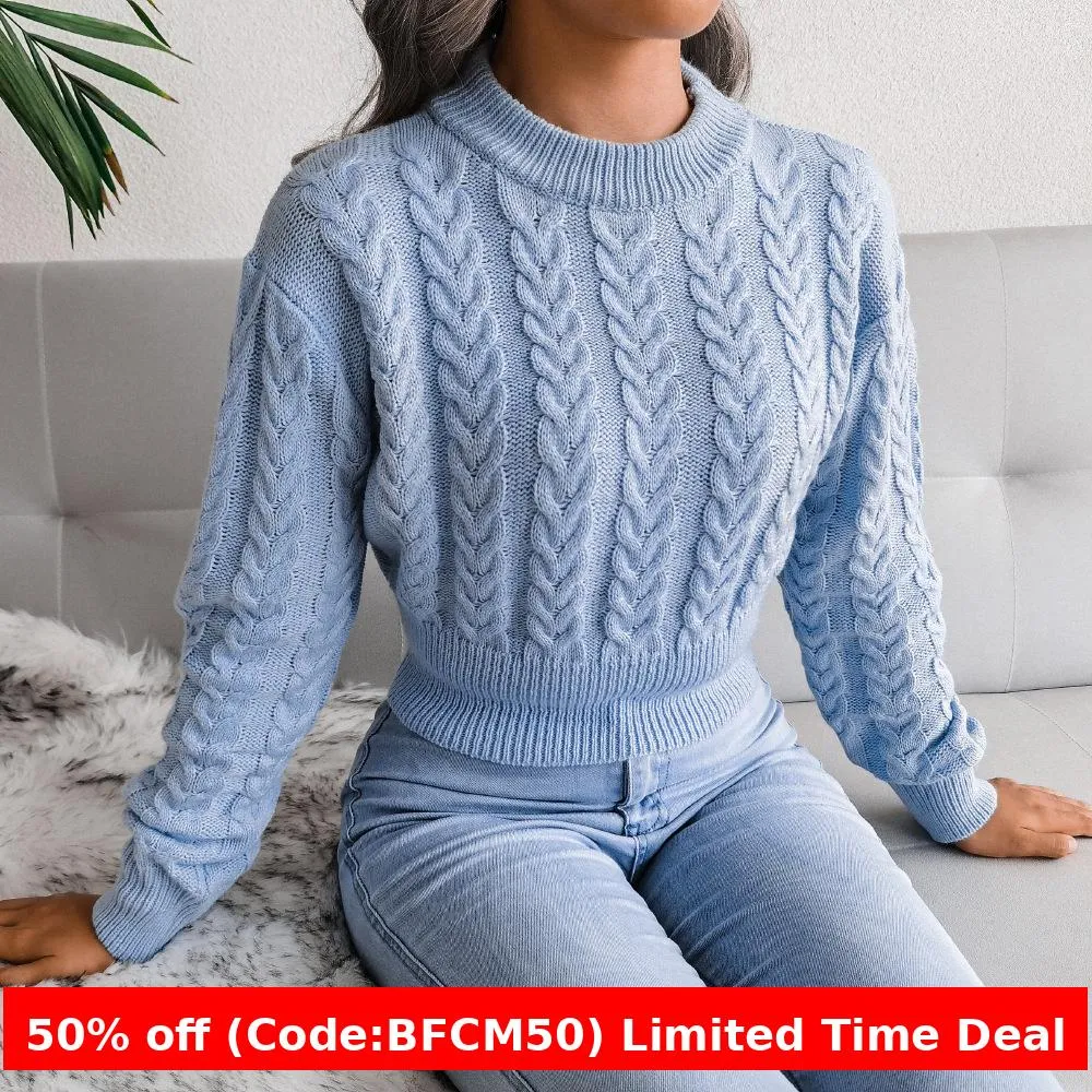 Amozae winter outfits men 2024 Autumn and Winter Twist Waist Knitted Navel Sweater Women's Clothing