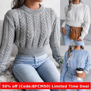 Amozae winter outfits men 2024 Autumn and Winter Twist Waist Knitted Navel Sweater Women's Clothing