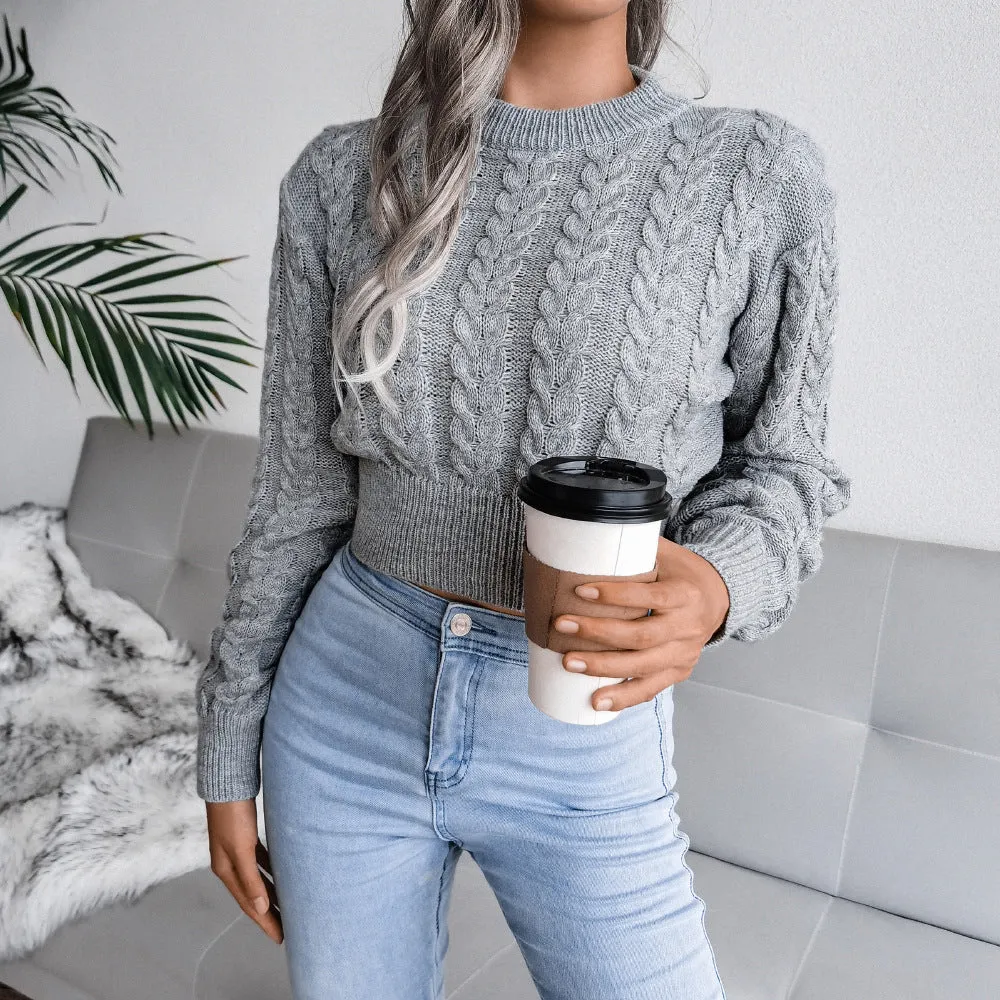 Amozae winter outfits men 2024 Autumn and Winter Twist Waist Knitted Navel Sweater Women's Clothing