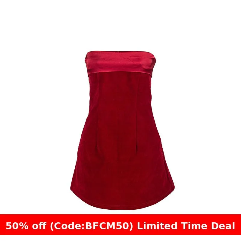 Amozae winter outfits men 2024 Spring/Summer Solid Color Sleeveless Tube Top Sexy Short High Waist Stitching Dress