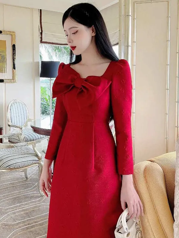 Ao Dai Vietnam Red Modern Ao Dai Dress Includes One Ao Dai Top And Pants