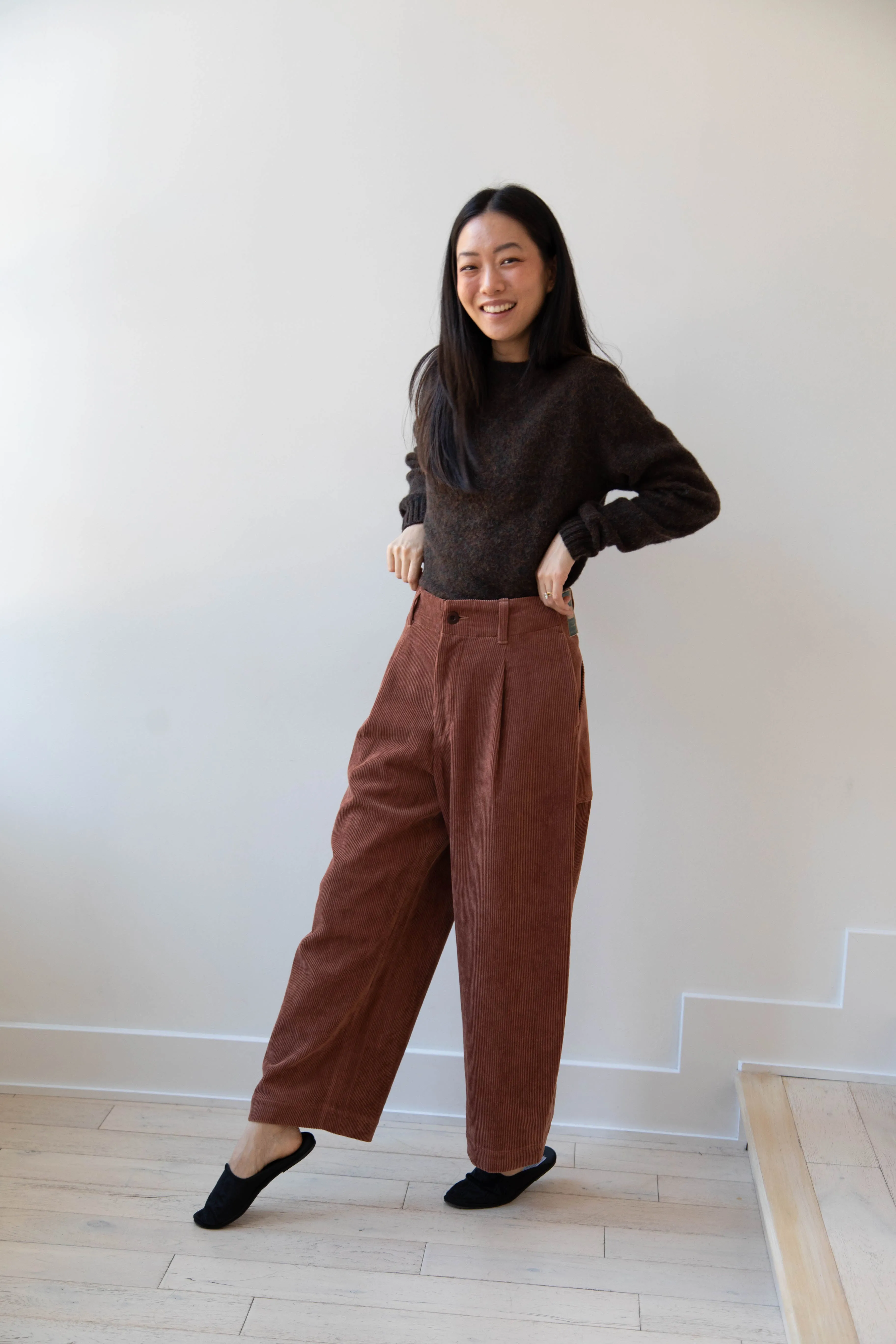Aseedonclöud | HW Wide Corduroy Trousers in Brick