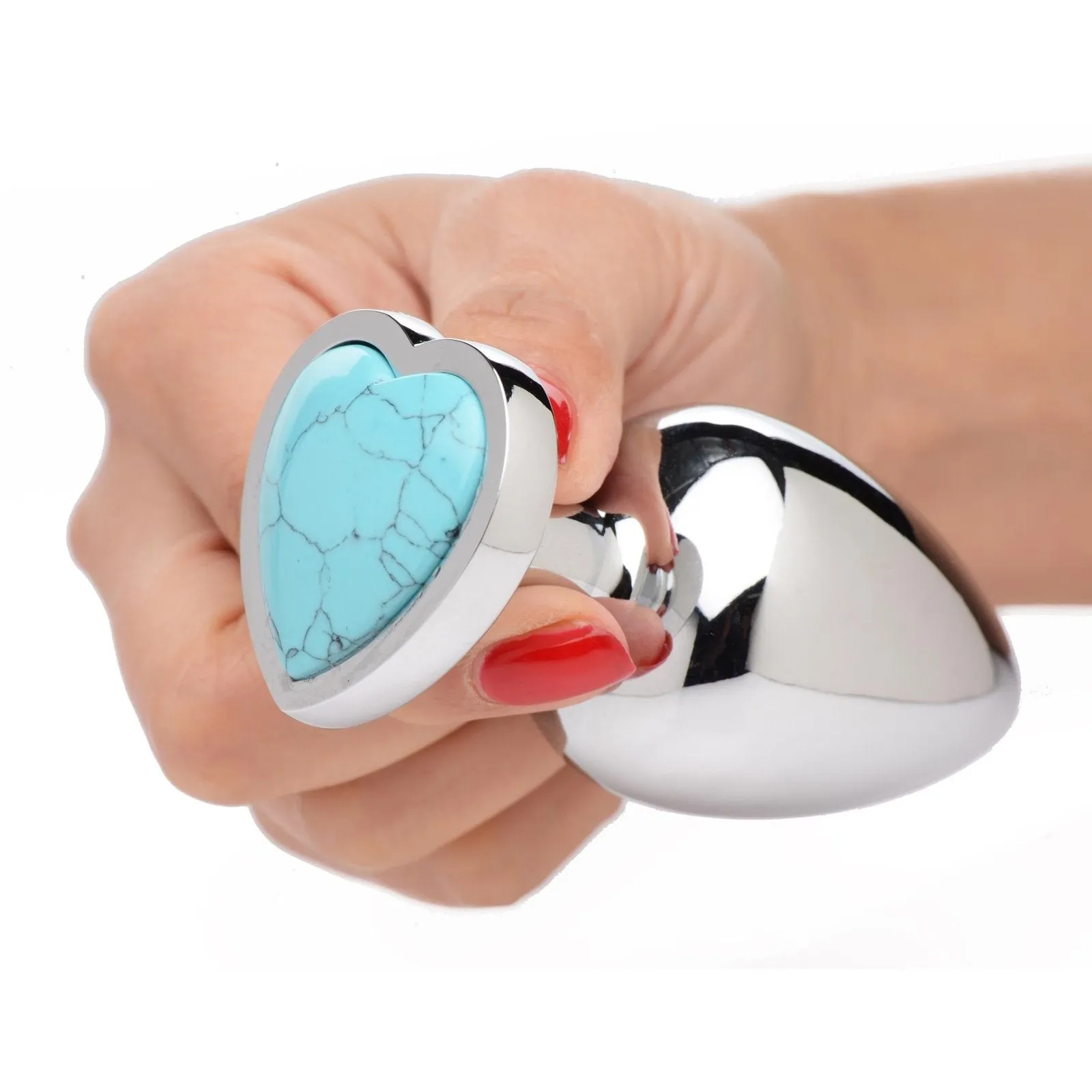 Authentic Turquoise Gemstone Heart Anal Plug