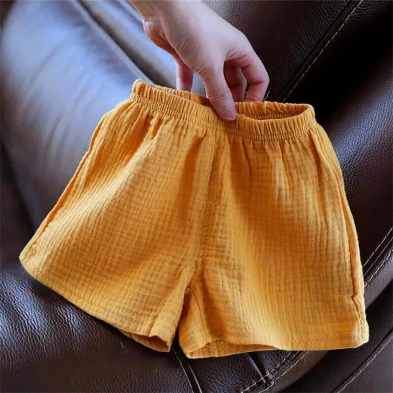 Baby Cotton Linen Shorts Summer New Children's Five-point Pants Boys Girls Thin Breathable Short Pants Girls Boy Clothing