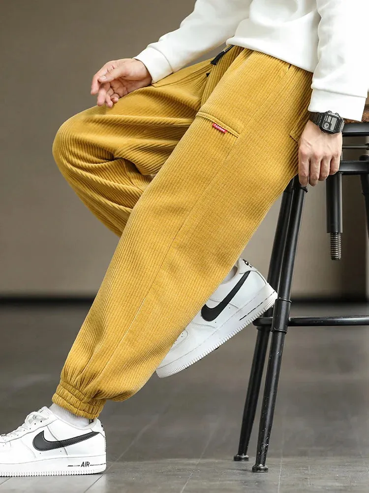 Baggy Sweatpants Corduroy Streetwear Loose Harem-Style Pants Joggers Plus Sizes