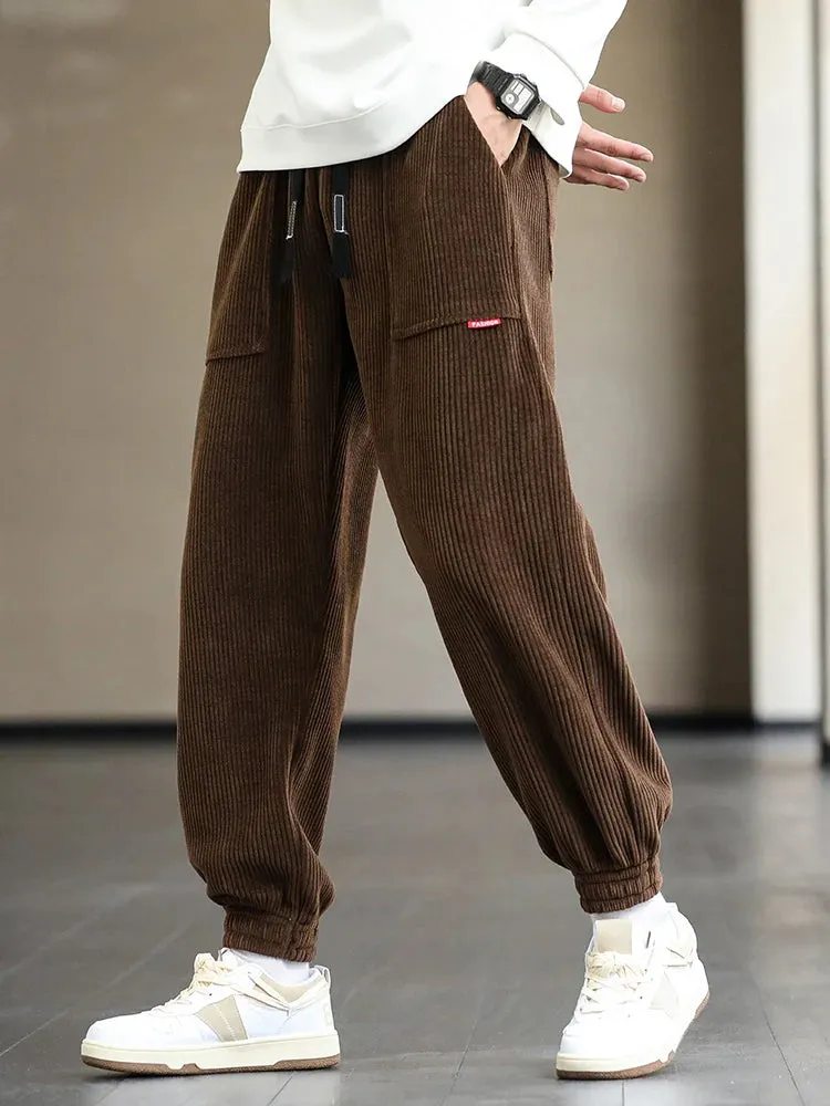 Baggy Sweatpants Corduroy Streetwear Loose Harem-Style Pants Joggers Plus Sizes