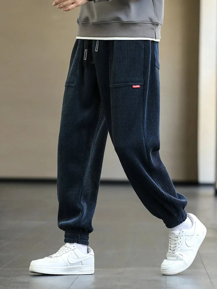 Baggy Sweatpants Corduroy Streetwear Loose Harem-Style Pants Joggers Plus Sizes