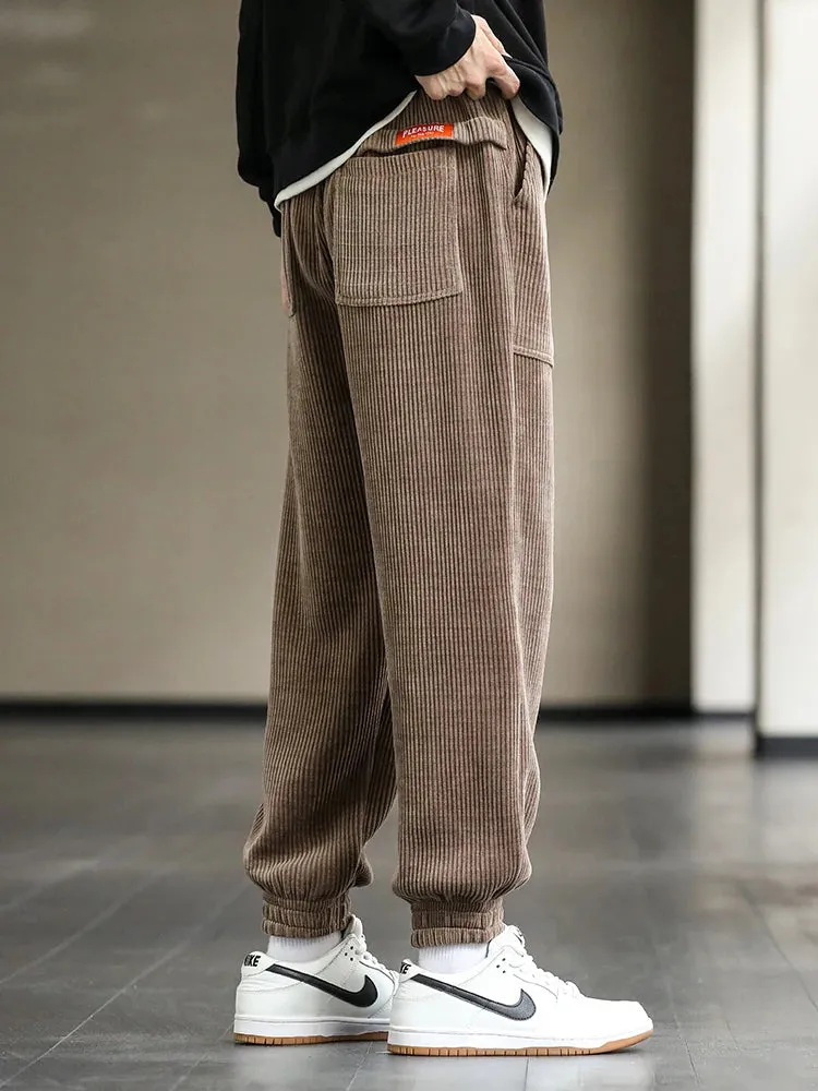 Baggy Sweatpants Corduroy Streetwear Loose Harem-Style Pants Joggers Plus Sizes