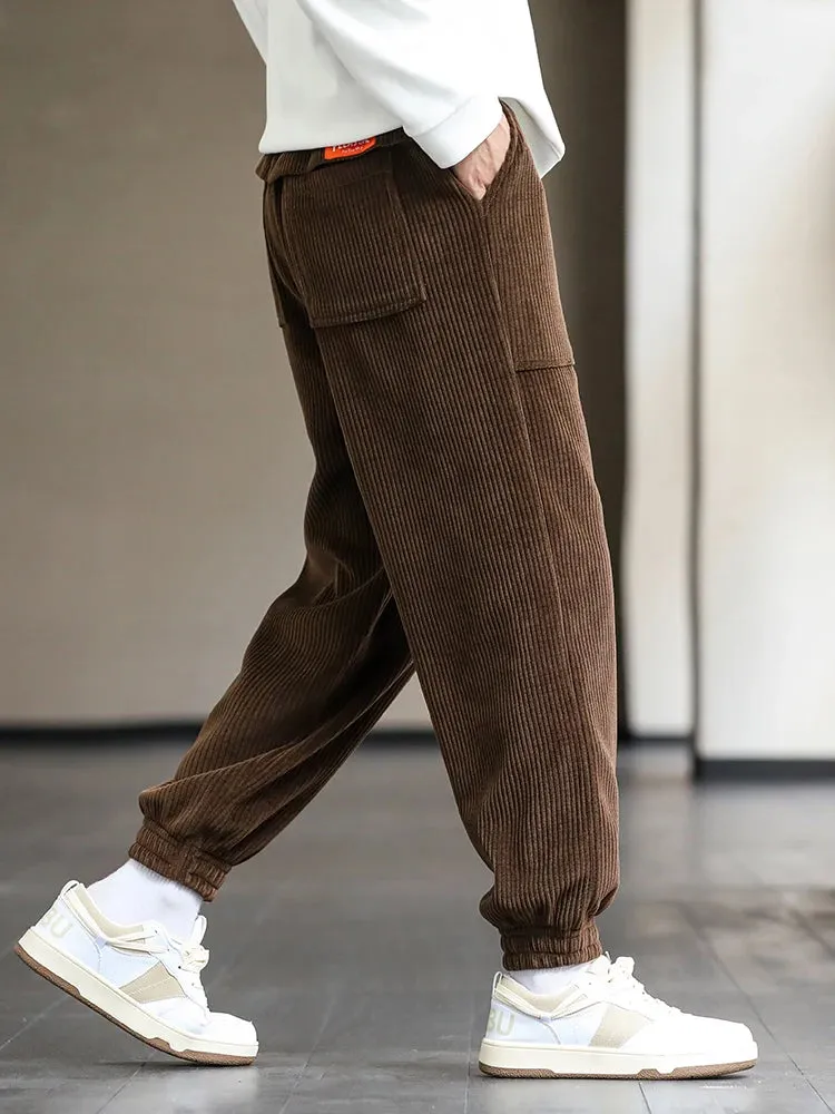 Baggy Sweatpants Corduroy Streetwear Loose Harem-Style Pants Joggers Plus Sizes