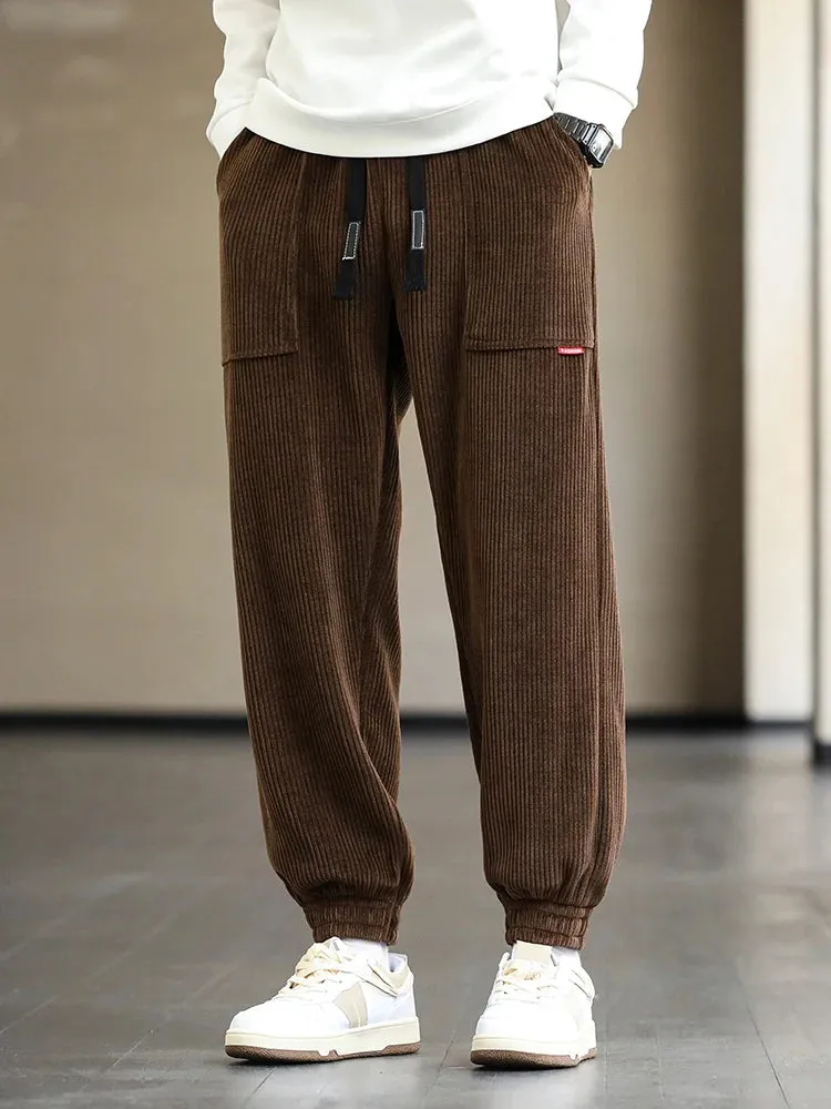 Baggy Sweatpants Corduroy Streetwear Loose Harem-Style Pants Joggers Plus Sizes