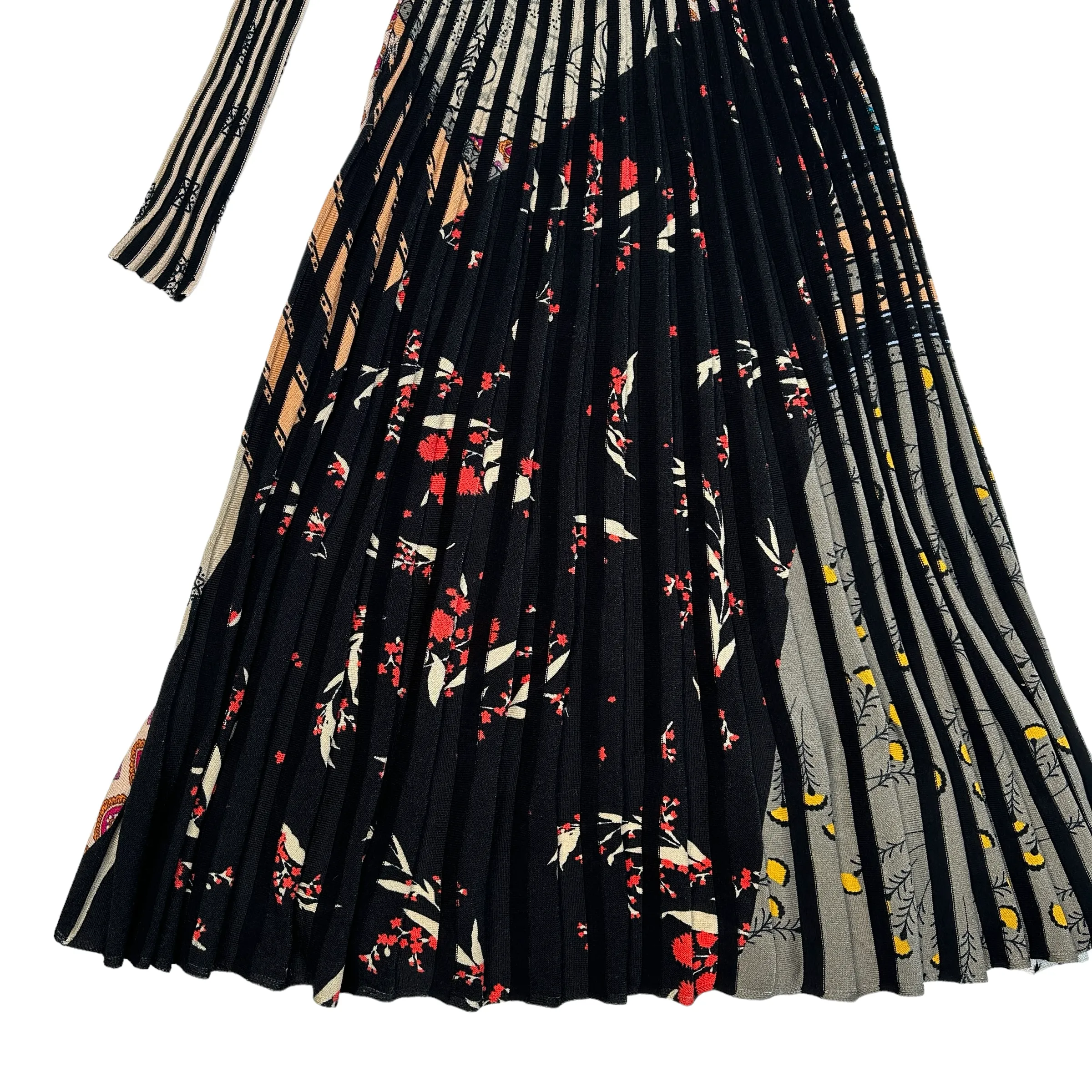 Black and Print Long Dress - M
