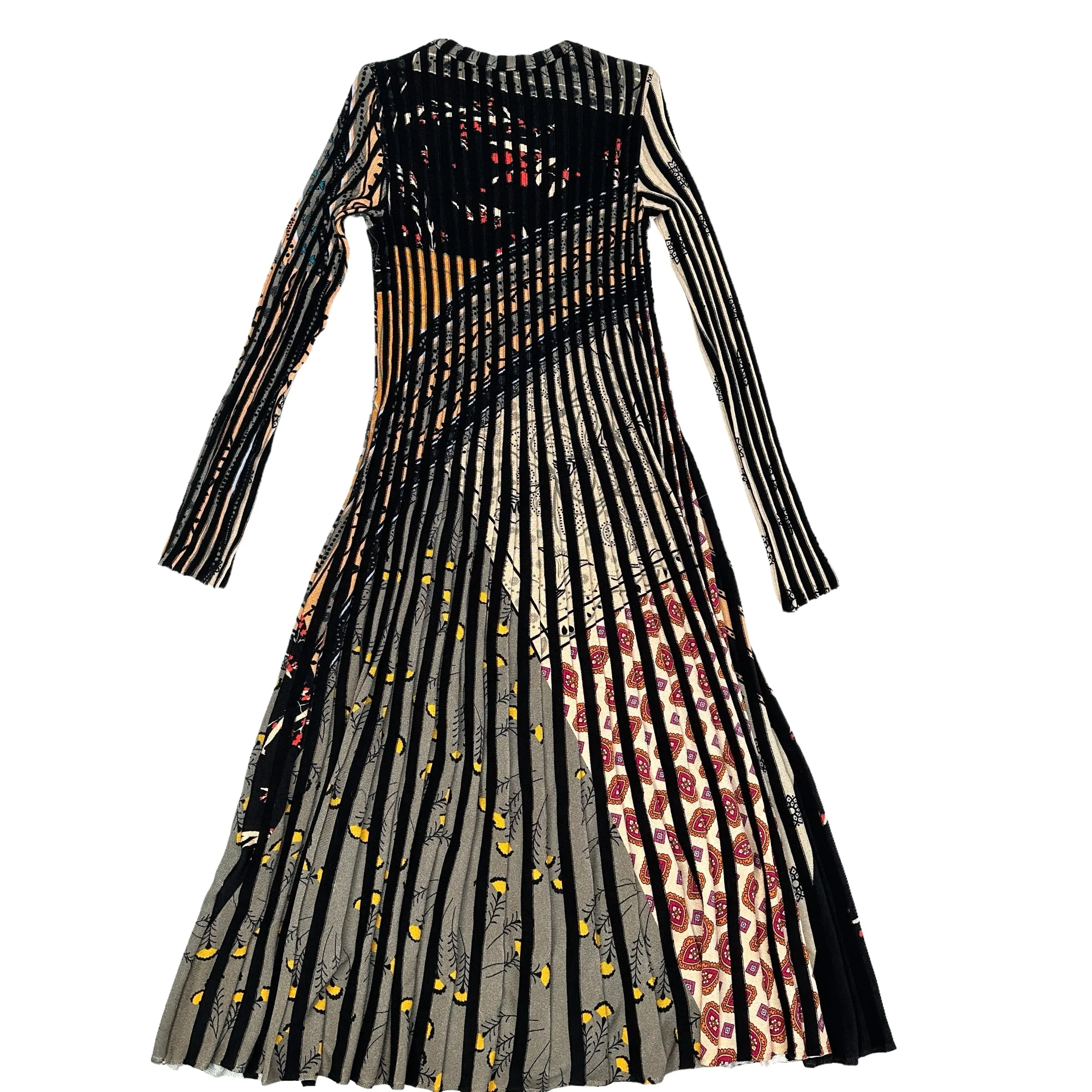 Black and Print Long Dress - M