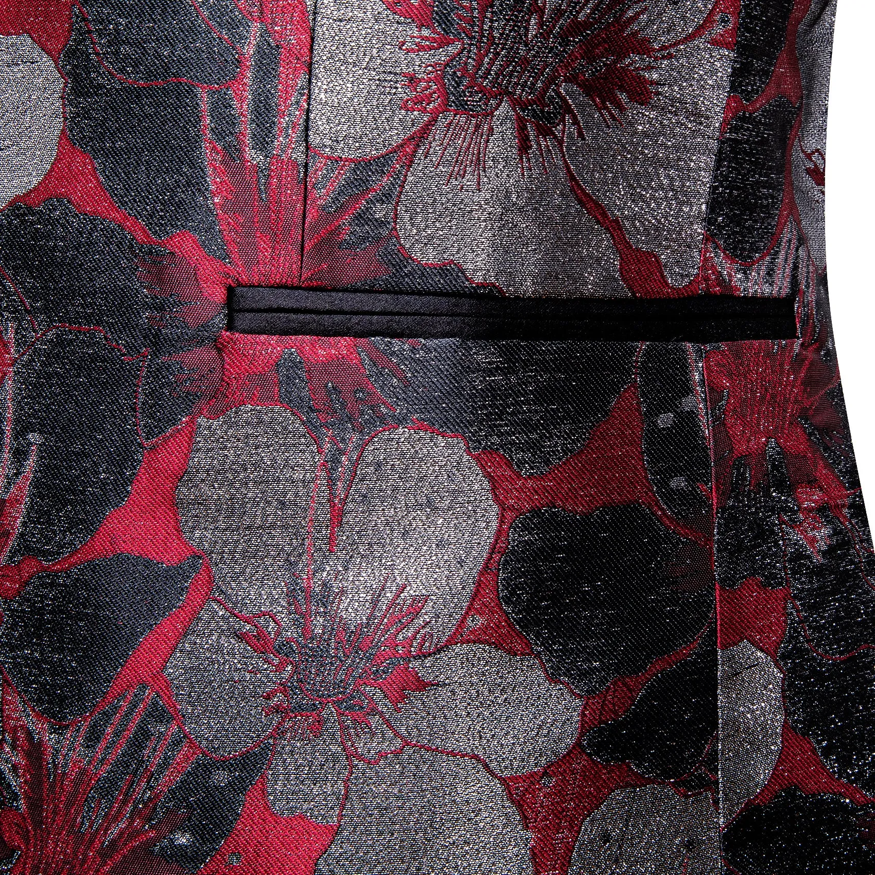Black Red Grey Floral Men's Suit for Party