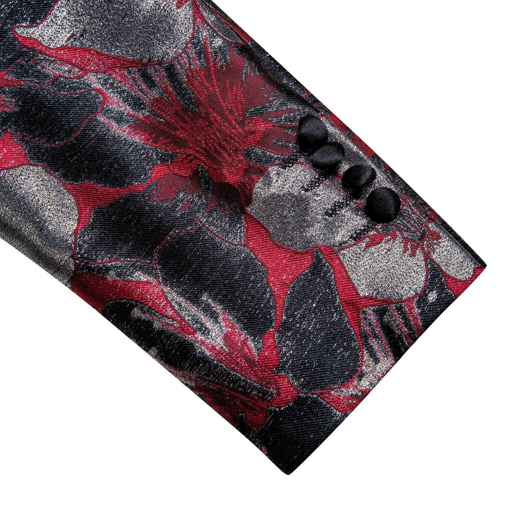 Black Red Grey Floral Men's Suit for Party