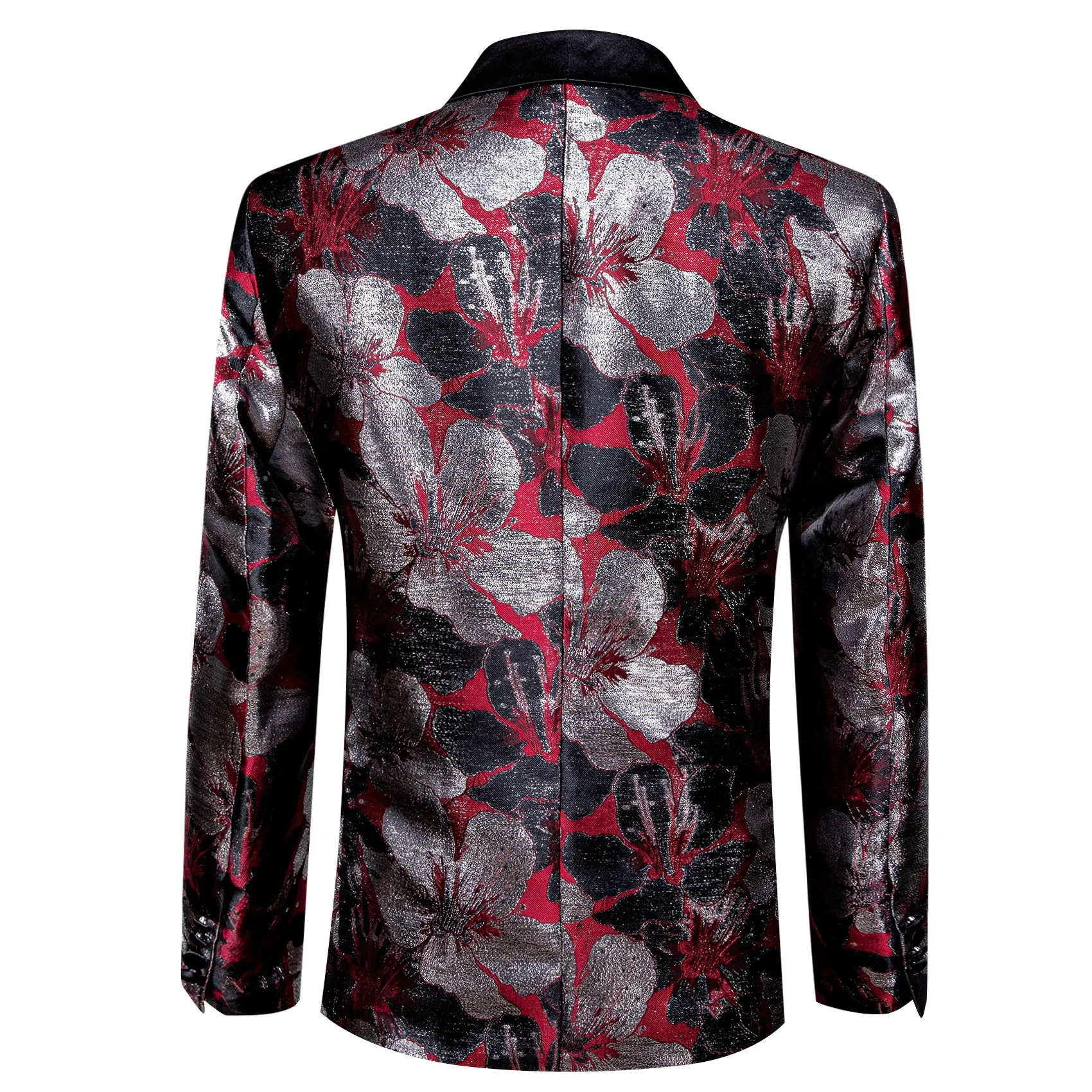 Black Red Grey Floral Men's Suit for Party