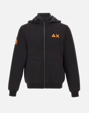 Black Sweatshirt Bomber Jacket for Men