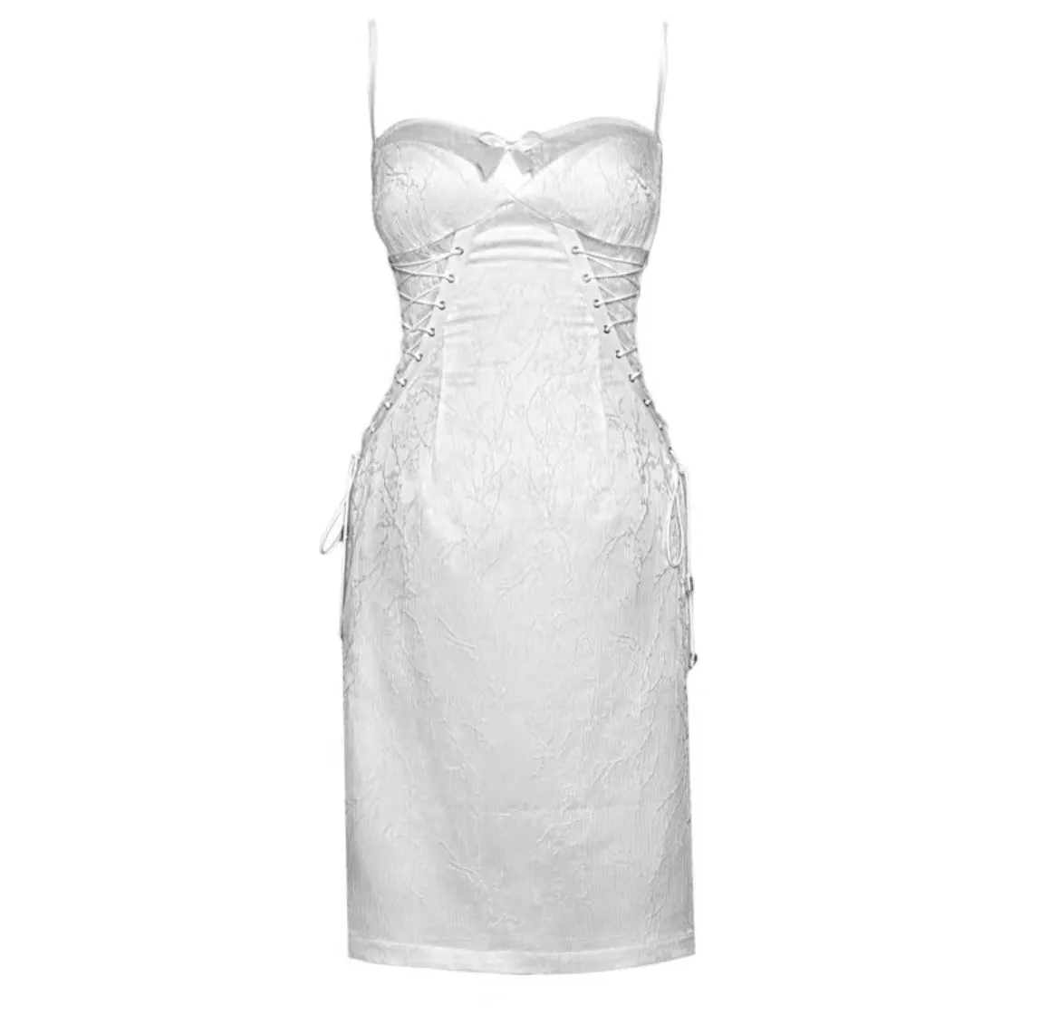 [blood supply]Frost Queen Silver White Strappy Maxi Dress