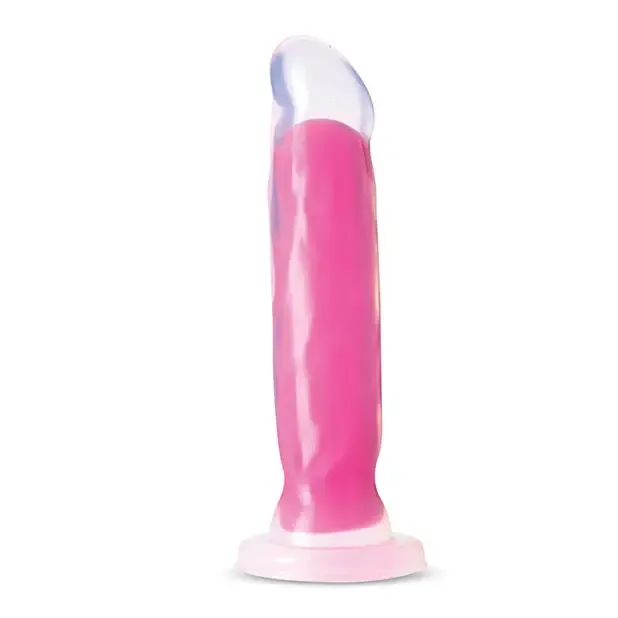 Blush Neo Elite Glow in the Dark Marquee 8 in. Silicone Dual Density Dildo with Suction Cup Neon Pink