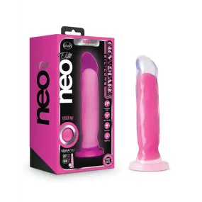 Blush Neo Elite Glow in the Dark Marquee 8 in. Silicone Dual Density Dildo with Suction Cup Neon Pink