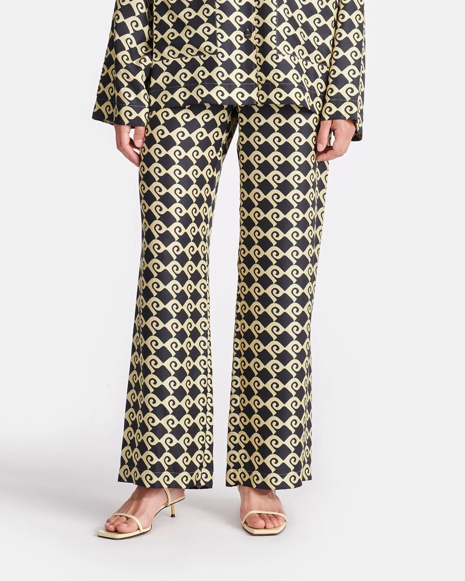 Brenda - Printed Silk-Twill Pants - Diamond Check