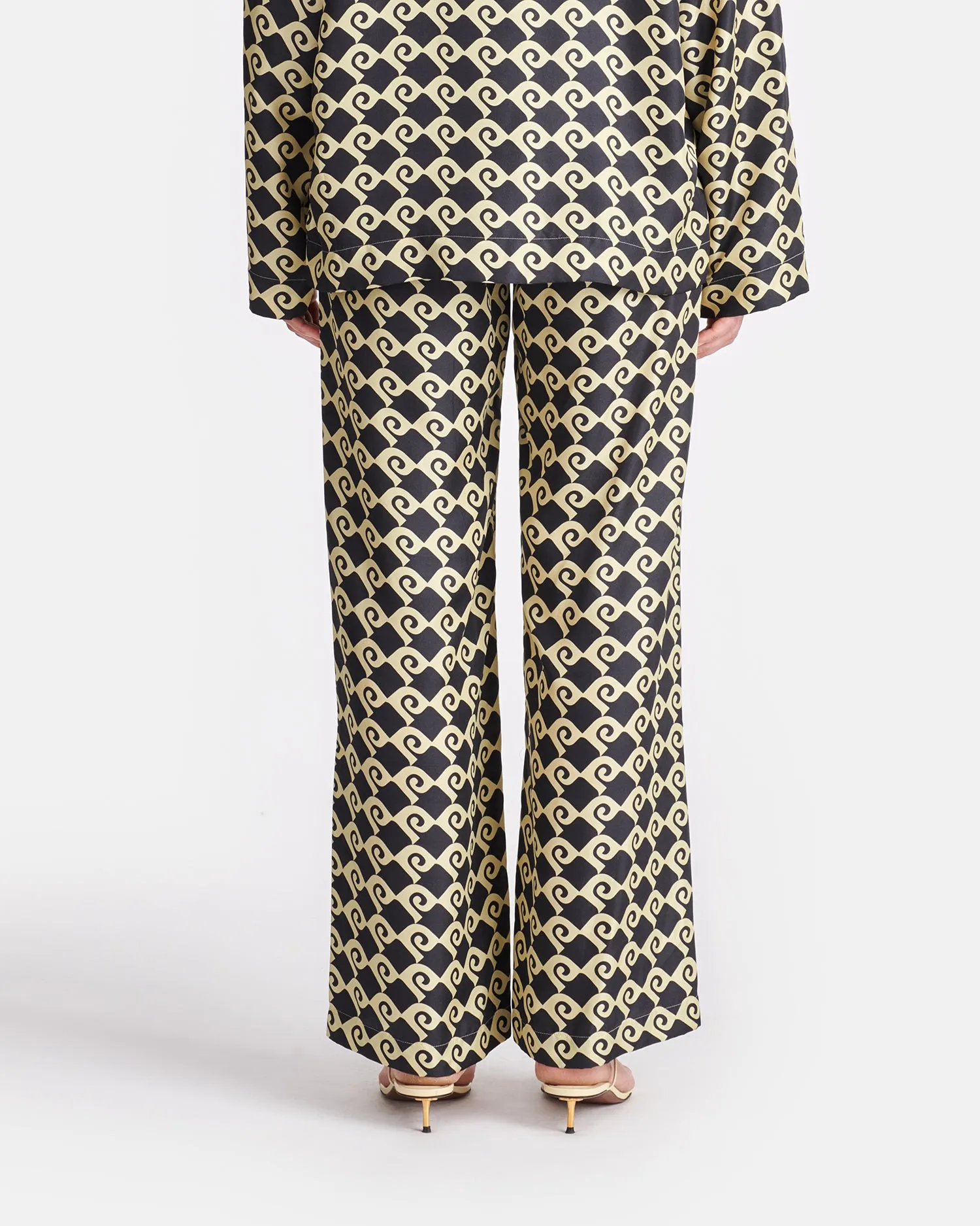 Brenda - Printed Silk-Twill Pants - Diamond Check