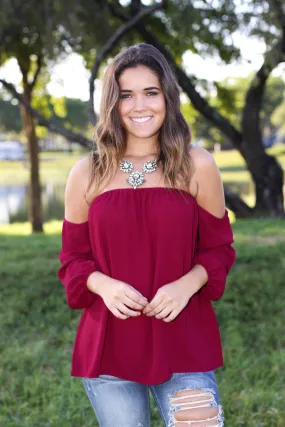 Burgundy Off Shoulder Top