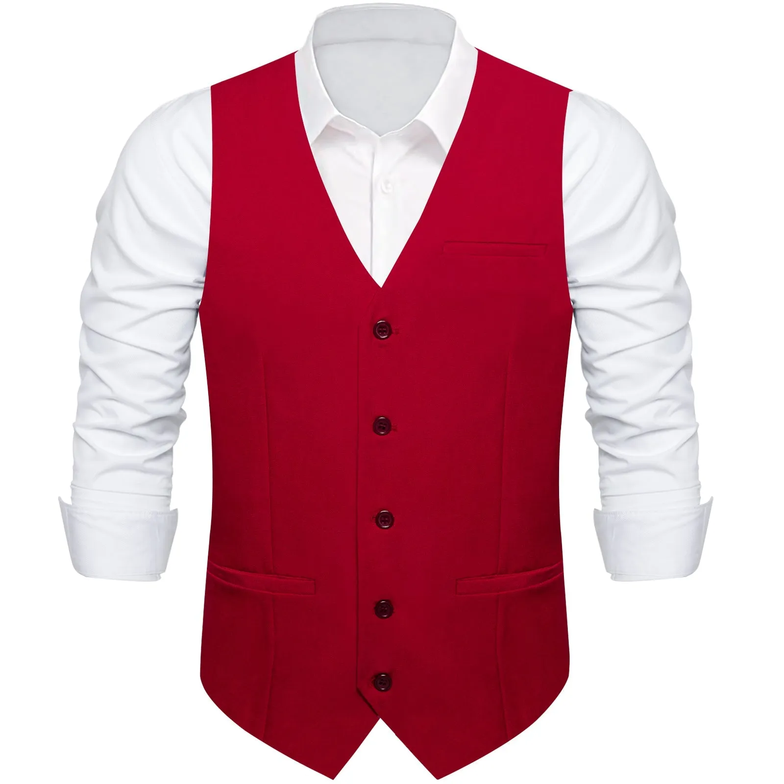 Burgundy Red Solid Silk Men's Classic Vest