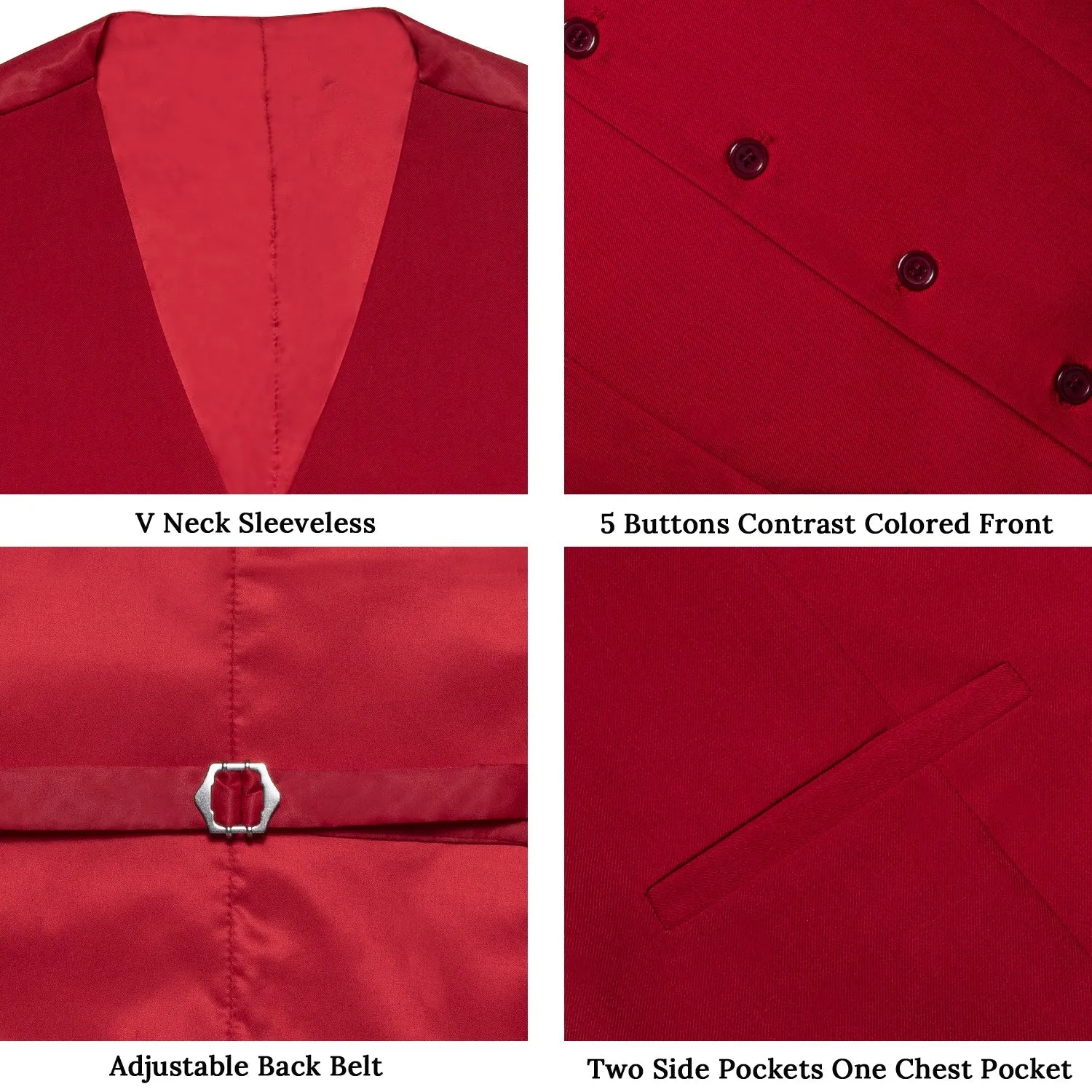 Burgundy Red Solid Silk Men's Classic Vest